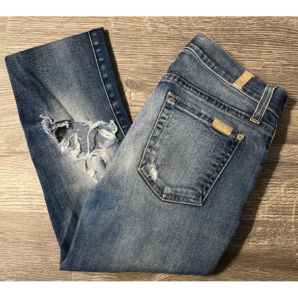 7 For All Mankind Women's‎ Skinny Distressed Authentic Light Jeans SZ 26(27x28)